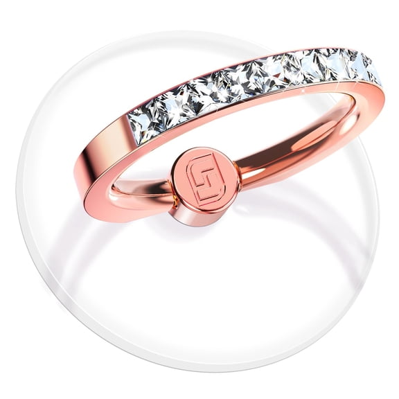 Transparent Clear Phone Ring Holder with Diamond, Finger Grip 360Rotation Compatible with Most of The Phones, Tablet and Case (Rose Gold)