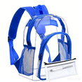 thumbnail image 1 of Transparent Clear School Backpack, Water-Resistant PVC Plastic, Backpack and Pencil Case Set Reinforced Shoulder Straps Back to School L Blue, 1 of 6