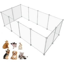 Transparent Clear Small Animal Playpen, Guinea Pig Cages, Puppy Dog Playpen, Pet Playpen, Rabbit Bunny Indoor Fence Pen Enclosure, White Clear Plastic Playpen, 14.5X14.5 Inch, 12Panels