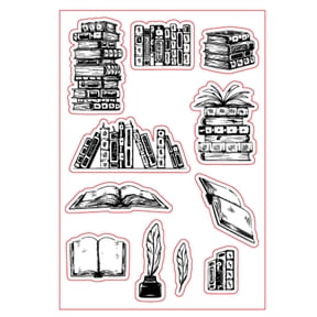 DIY Vintage Books Printing Clear Stamp, Silicone Embossing Mold for Paper Card and Craft Gift Making