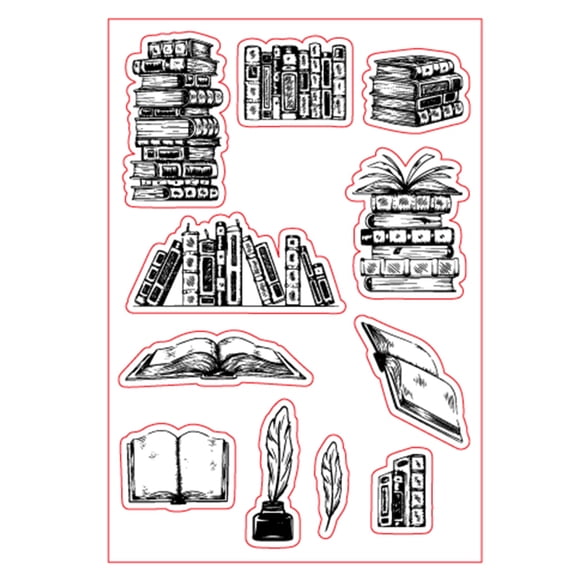 DIY Vintage Books Printing Clear Stamp, Silicone Embossing Mold for Paper Card and Craft Gift Making