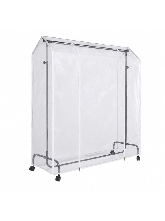 Transparent Clothing Rack Cover - 72" Waterproof PEVA Wardrobe Protector, Dustproof Garment Storage Bag with Zipper Closure for Suits, Coats, and Dresses (65" x 72" x 23")