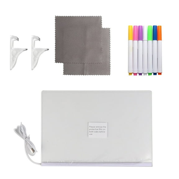 Transparent Colorful DIY Party Message Board, Creative Rewritable Acrylic LED Note Board with Stand, for Family Chore Chart, Office Desk Organizer, and Home Decor