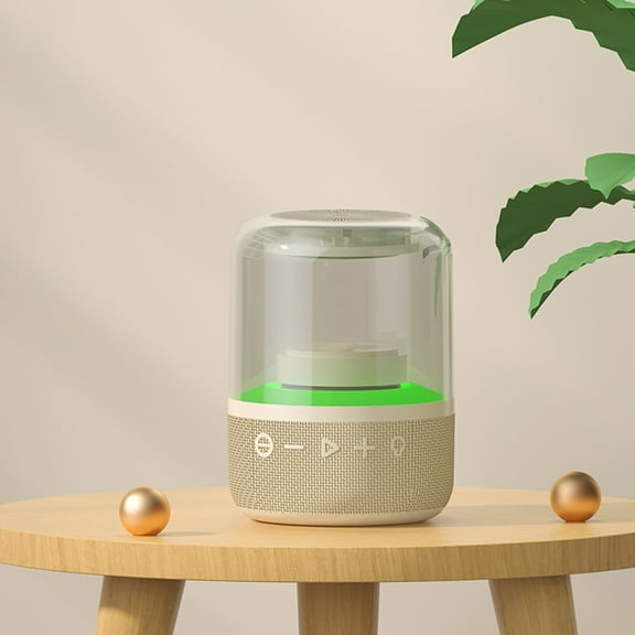 Transparent Colorful Light Effect Luminous Bluetooth Speaker Wireless Glazed Computer Audio Desktop Ornaments Ambient Light Audio Khaki Free Size