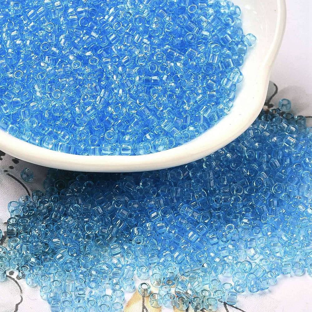 Transparent Colours Glass Round Seed Beads Dodger Blue 2~2.5x1.5mm Hole: 1mm about 28125pcs/pound