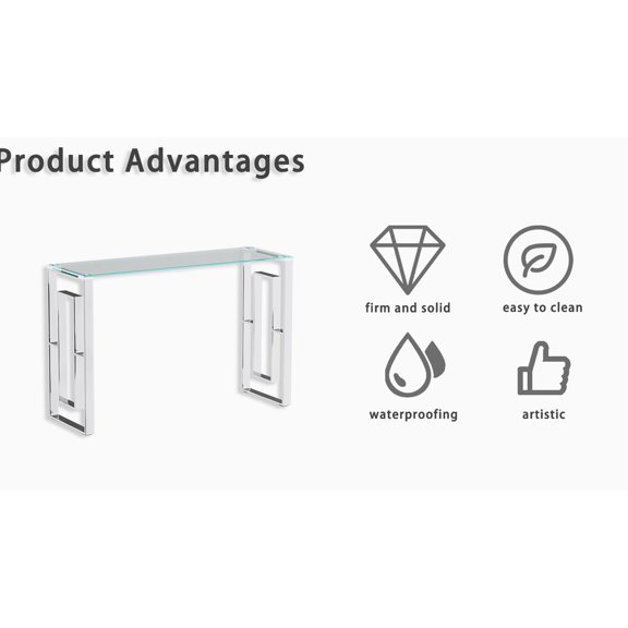 Transparent Console Table | Used in Primary Living Space | Reinforced Glass & Load - bearing Legs | Easy to Install in Minutes