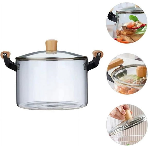 Transparent Cooking Pan -Resistant Pot Cookware Soup Pot Glass Saucepan Kitchen Noodle Cooker Heat-Resistant Cooking Tools for Soup Vegetables[Energy Class A]