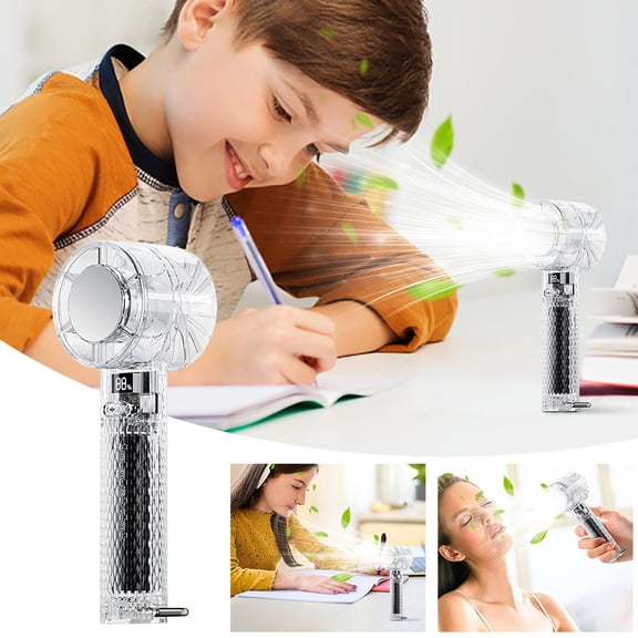 Transparent Cooling Fan with Ice Pack, 100 Level Charging Portable Mini Fan for Outdoor Dormitory Use