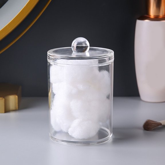Transparent Cosmetic Storage Jar, Makeup Brush Sponge Holder for Bathroom Vanity Desk,2.5x4.3 inch