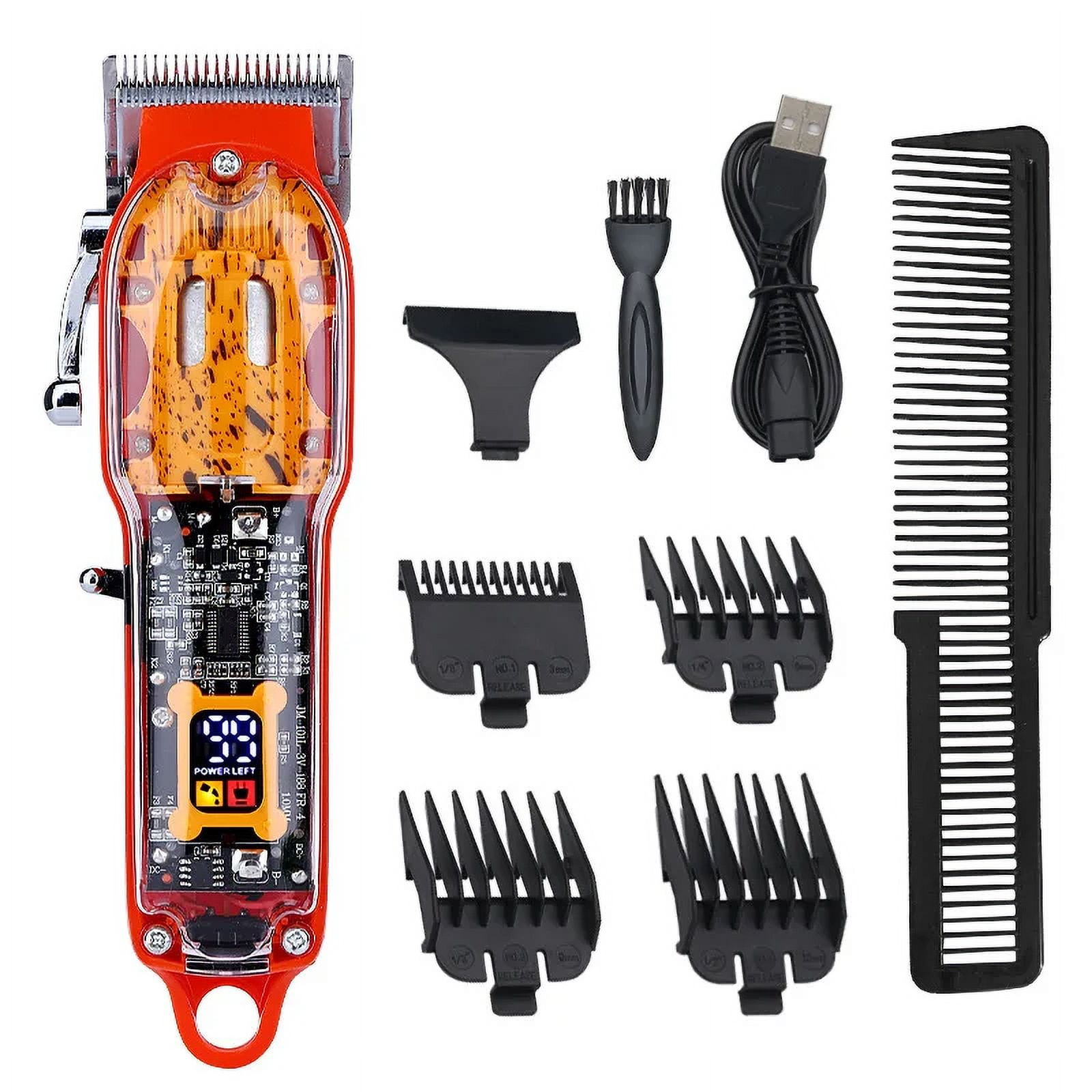 Transparent Cover Rechargeable Hair Clipper for Men Professional