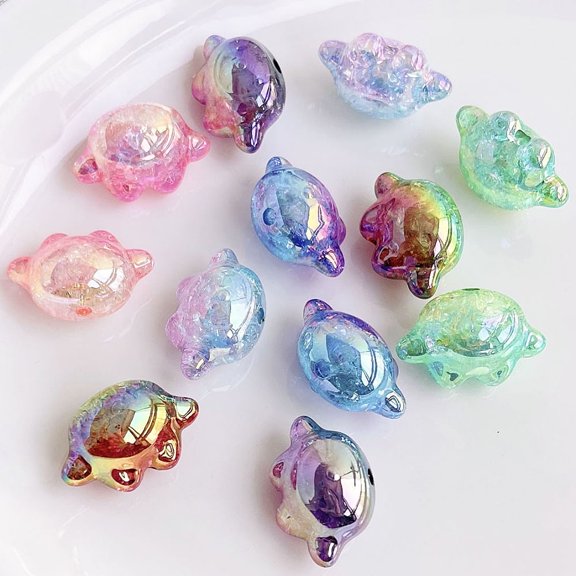Transparent Crackle Acrylic Beads Gradient color Claw Print Mixed color 17.6x26.5x15mm Hole: 3mm Acrylic