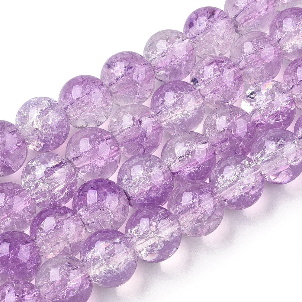 Transparent Baking Painted Glass Beads Strands Imitation Opalite Round Lilac 8.5x7.5mm Hole: 1.5mm about 107~109pcs/strand 30.71 inch~31.30 inch(78~79.5cm)