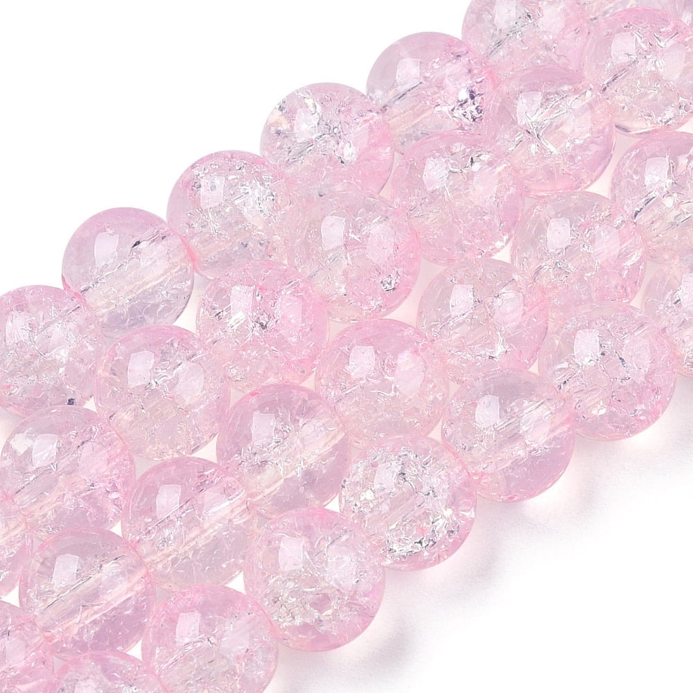 Transparent Baking Painted Glass Beads Strands Imitation Opalite Round Pink 6x5mm Hole: 1.2mm about 147pcs/strand 31.10 inch(79cm)