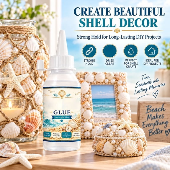 Transparent Craft Glue,Fast Drying Clear Adhesive with Precision Tip,Strong Shell Glue for Conch DIY,Multipurpose Portable Craft Adhesive for Jewelry,Handmade Crafts,Scrapbooking,Card Making