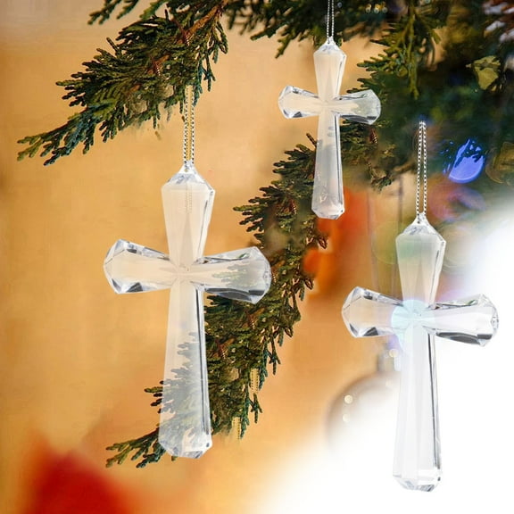 Transparent Cross Christmas Pendant,Acrylic Holiday Ornament,Xmas Tree Decoration Christmas Hanging Pendant,Winter Holiday Ornament,Christmas Home Decor,Holiday Gift Ornament,Xmas Tree Pendant