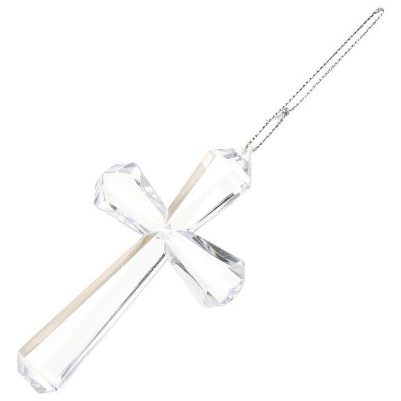 Clear Hanging Cross Ornament, Crystal Acrylic Car Decoration, Christian Christmas Tree Pendant for Holiday Decor