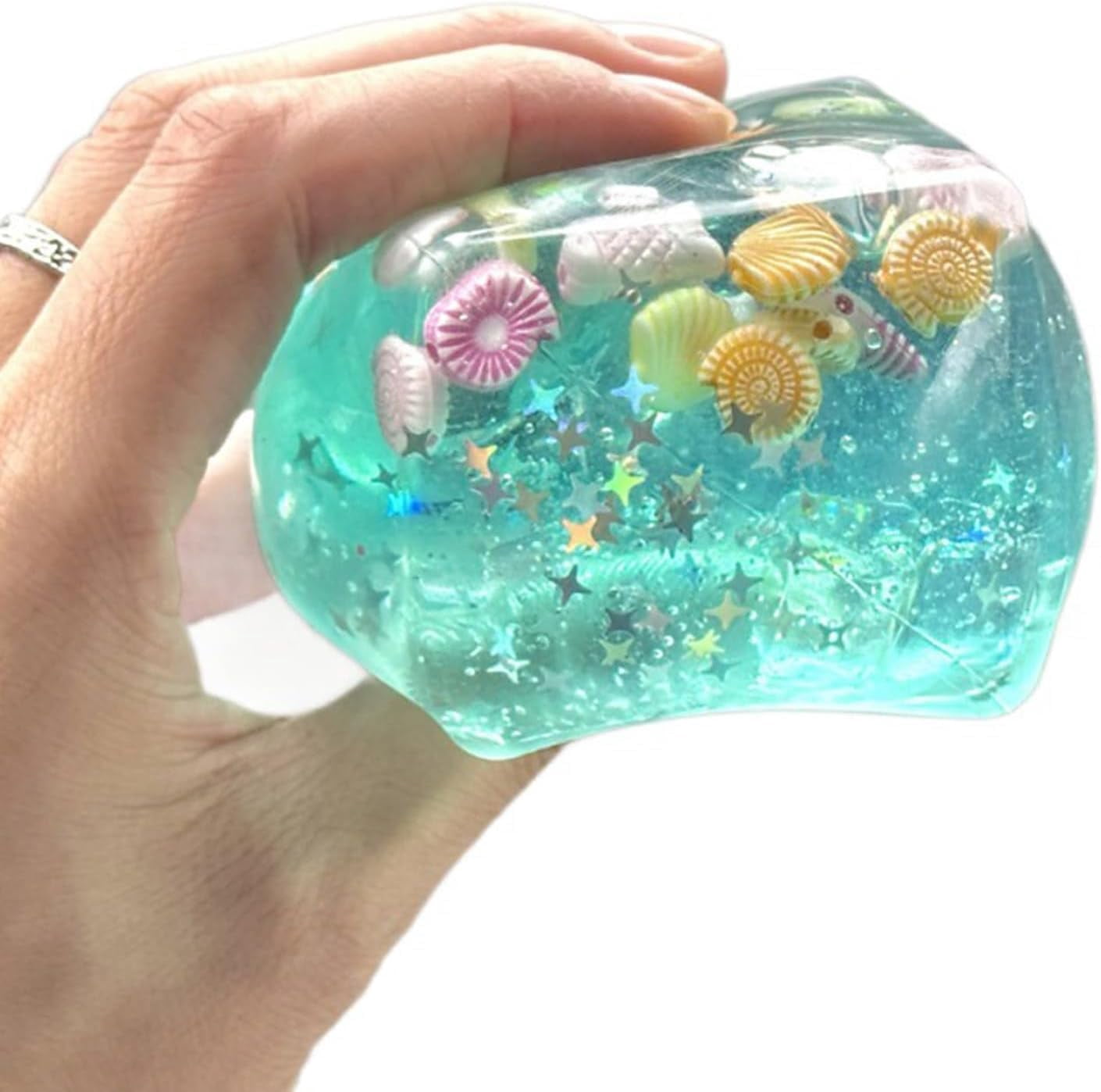 Transparent Cube Toy, Soft Squeeze with Floating Coral & Fish Accents ...