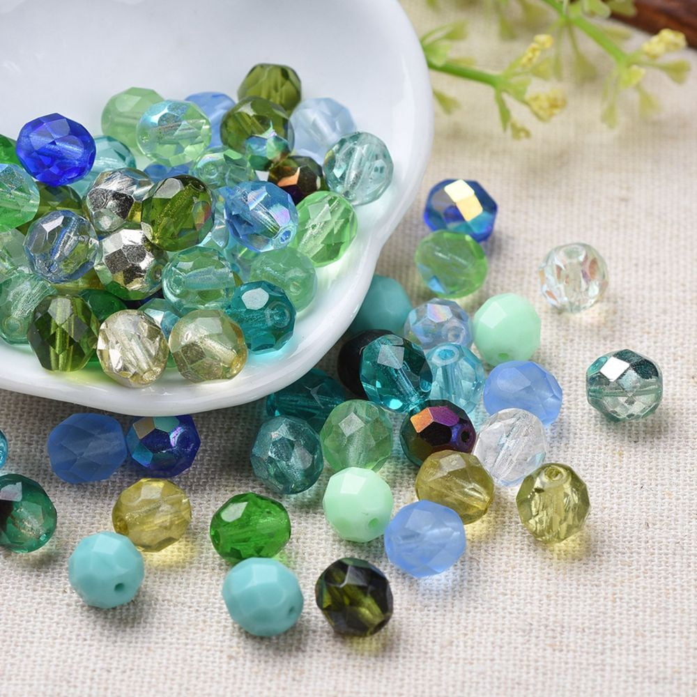 Transparent Czech Glass Beads Faceted Oval Mixed Color 7~7.5x8mm Hole: 1mm about 240pcs/bag