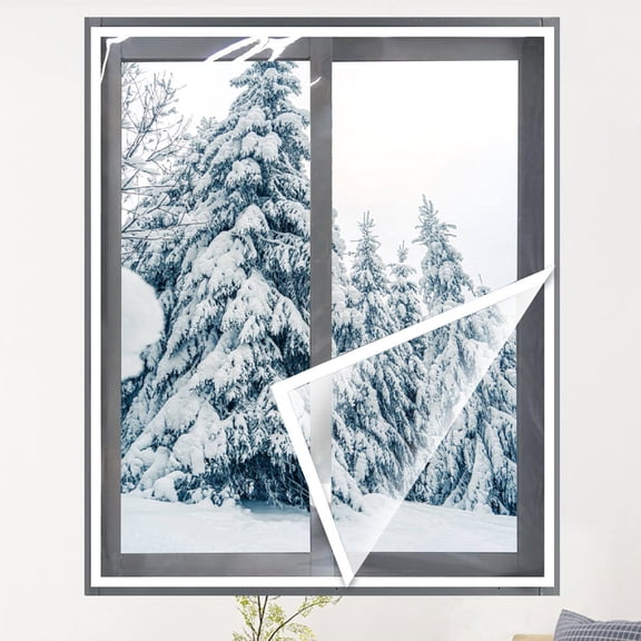 Transparent DIY thermal window screen 70.8778.74 inches, Velcro installation for window and door insulation, suitable for winter home window protection