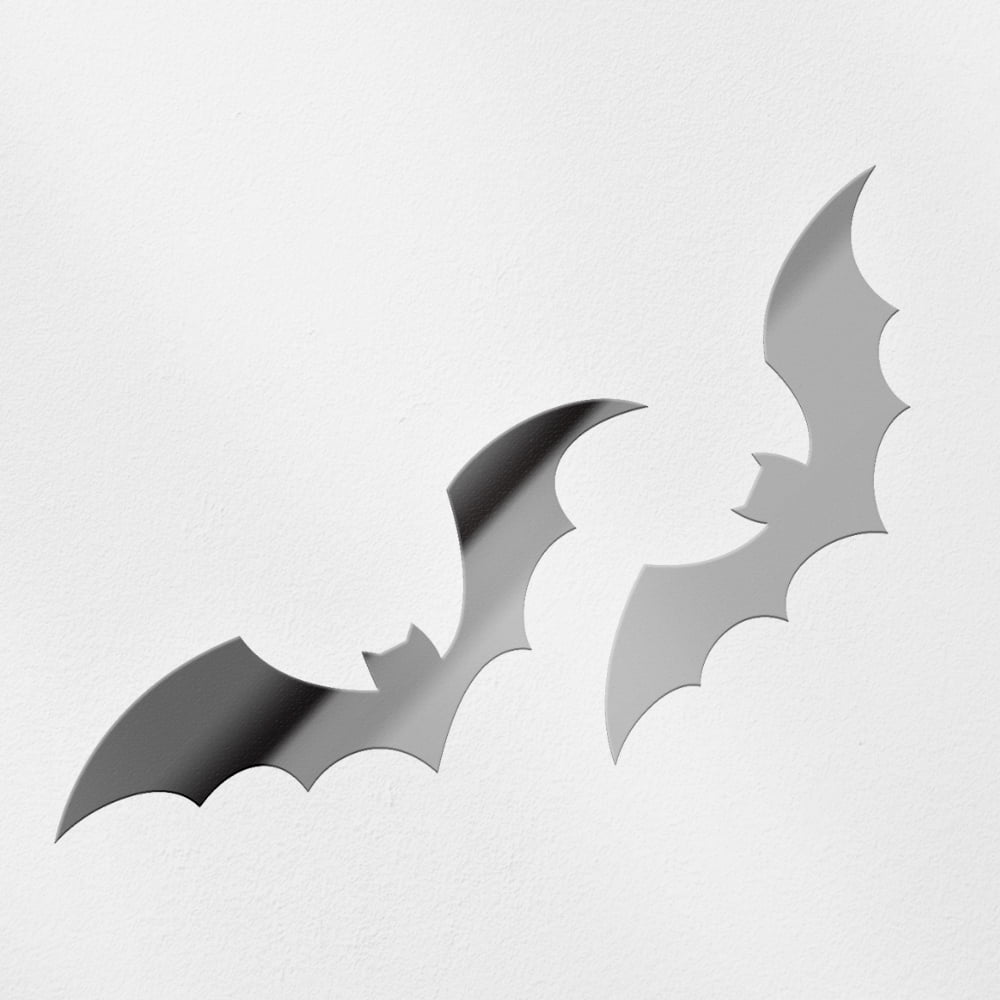 Transparent Decal Stickers Of Halloween Bats (Metallic Silver) Premium ...