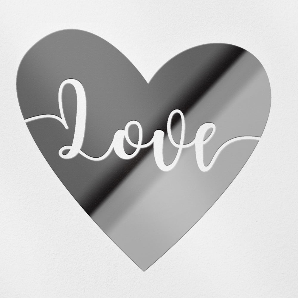 Transparent Decal Stickers Of Love (Metallic Silver) Premium Waterproof ...