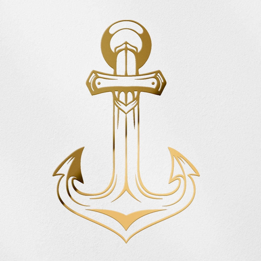 Transparent Decal Stickers Of Vintage Anchor (Metallic Gold) Premium ...