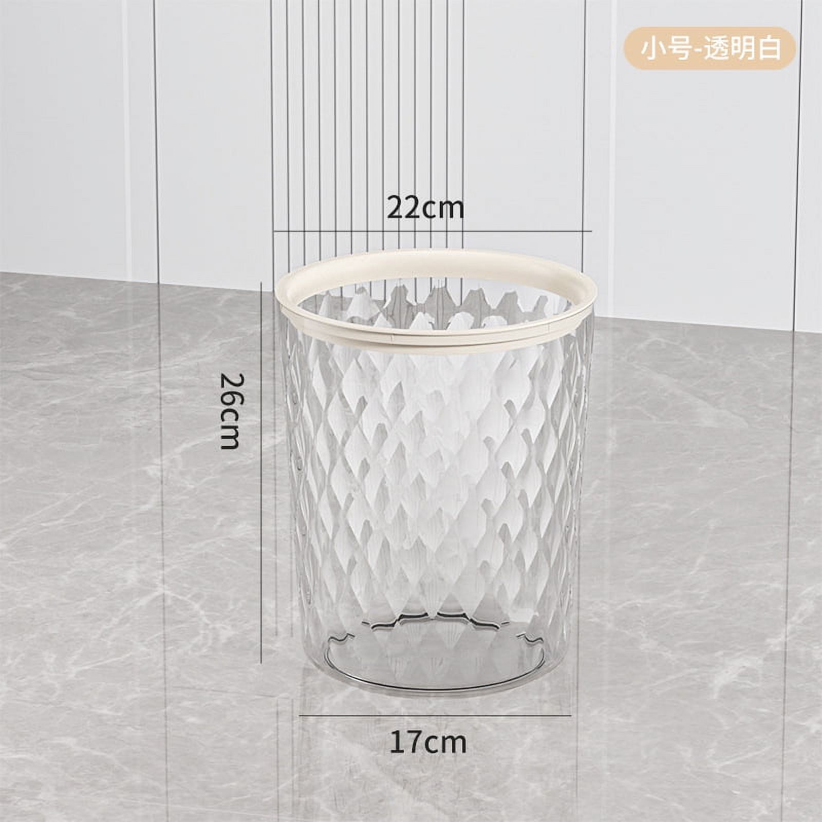 Transparent Decorative Trash Bin Bathroom Garbage Can Kitchen Rubbish Container