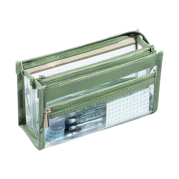 Transparent Design Pen Bag (High Capacity Tpu Pencil Case), Quad-Zip Compartmentalization Enables Visible Separation Of Highlighters/Standard, Capacity Transparent Design(#B), By Meiiso