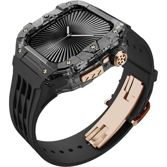Transparent Designer Rugged Case with Band for Apple Watch Series 10 (2024) 46mm Bands,Luxury Crystal Clear Military Protective Cover Bumper Tactical for iWatch Series 10 46mm Men Women Strap