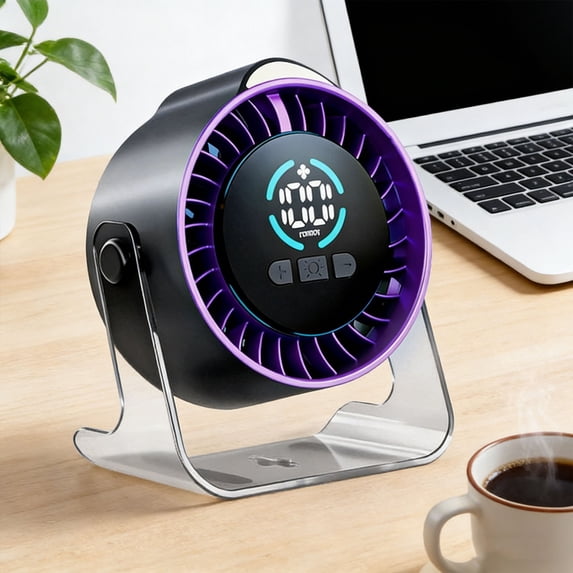 Transparent Desk Fan,Modern Style Portable Quiet Desk Fan,USB Rechargeable and 100-Speed Adjustable Fan with LED Digital Display,Suitable for Home,Dormitory and Office