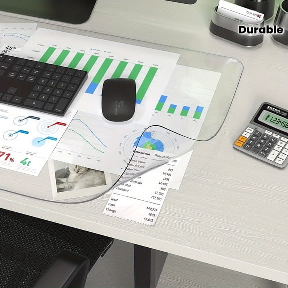 Transparent Desk Mat - Heat-Resistant PVC, Durable Edges, Anti-Static Office Desk Protector