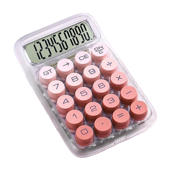 Transparent Desktop Calculator Portable Dual Power Solar Battery Large LCD 12 Digit for Finance Business and College Students