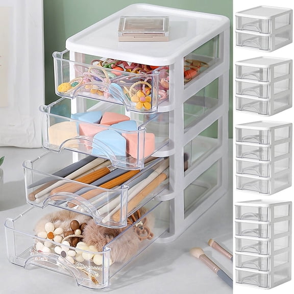 Transparent Desktop Drawer Organizer Storage Box, Plastic Mini Multi-Layer Desk Drawer for Stationery, Makeup, and Office Supplies