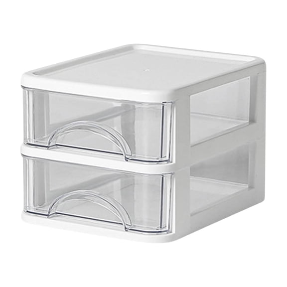 Transparent Desktop Storage Box, 2-Tier Small Drawer Organizer for Desk, Plastic Mini Storage Box for Stationery, Makeup, Office Supplies, Home Office Organization, Clear Desk Drawer