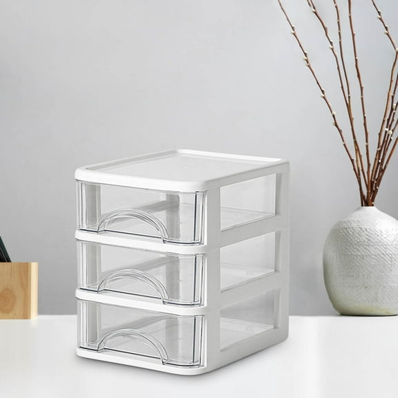 Transparent Desktop Storage Box with Small Drawers, Plastic Organizer for Stationery Cosmetics, Multi-Layer Design in 2 3 4 5 Tier Sizes, Space-Saving for Home Office
