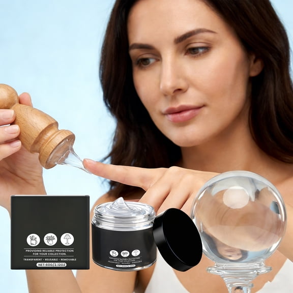 Transparent Display Adhesive Putty - Reusable, Residue-Free Mounting Gel for Vases, Collectibles, Posters, and Various Surfaces