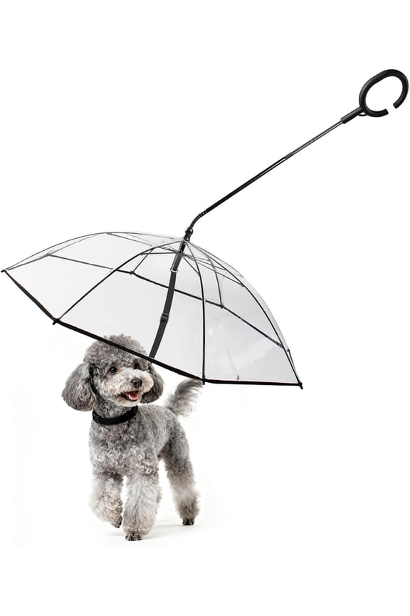 Transparent Dog Umbrella for Small Breed, Clear Walking Umbrella with Strap for Rain/Snow