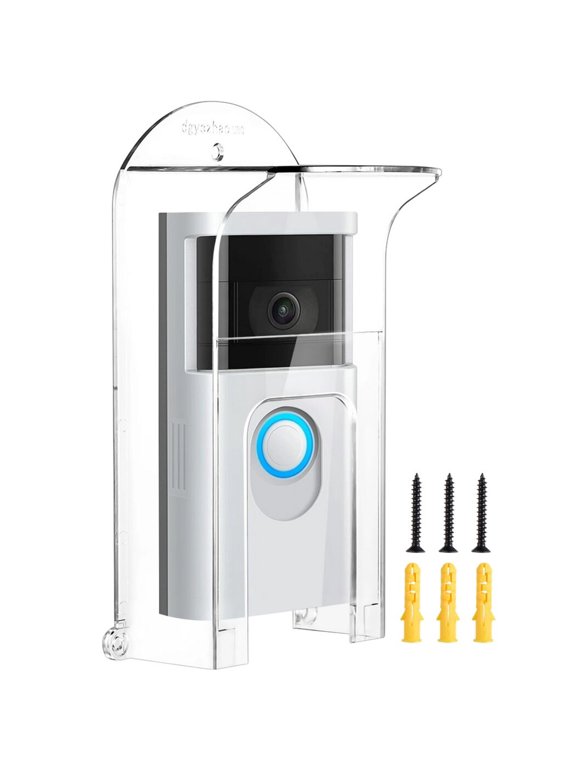Transparent Door Bell Cover, Rainproof Doorbell Protector, Plastic Door Bell Shield, Weatherproof Doorbell Protective Cover Compatible with Ring 1/2/3/4/Pro/Pro 2/Wired Video Doorbells