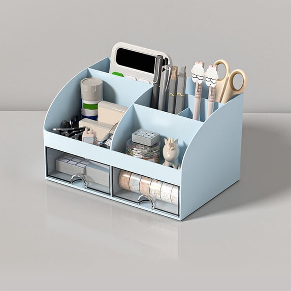 Transparent Drawer Organizer with 2-Tier Storage, Desk Organizer for Office Stationery and Makeup, Stackable Plastic Storage Drawers for Dorm Bedroom Home Office Organization