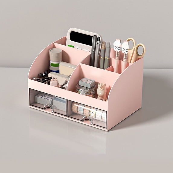 Transparent Drawer Organizer with 2-Tier Storage, Desk Organizer for Office Stationery and Makeup, Stackable Plastic Storage Drawers for Dorm Bedroom Home Office Organization