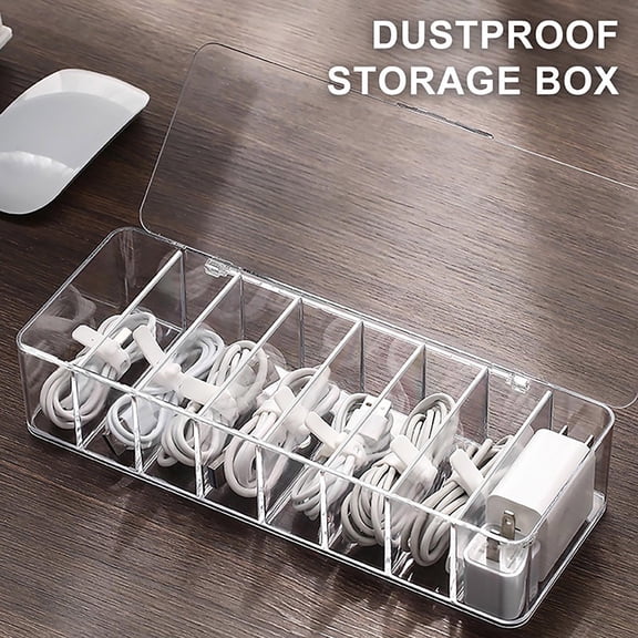 Transparent Drawer Storage Organizer with Lid and Accessory Compartments for Desk Supplies