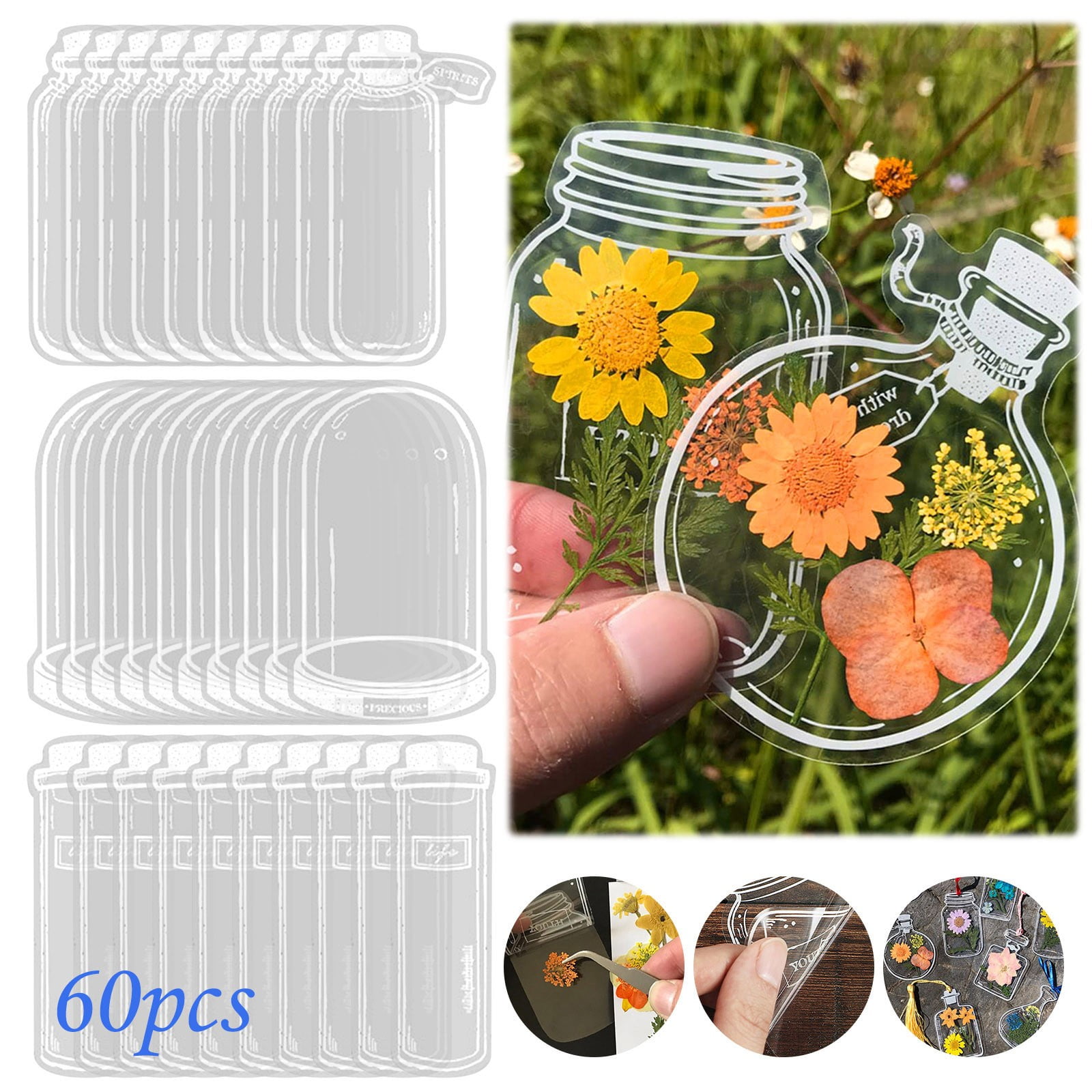 Transparent Dried Flower Bookmarks | 60 Pcs Clear Resin Flower Bookmark Set Diy Handmade Unique Gift Elegant Nature Themed Book Marker Perfect Readers