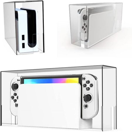 Transparent Dust Cover for Switch & Switch OLED Charging Dock,Anti Scratch Waterproof Protective Clear Acrylic Cover Sleeve Display Box for Nintendo Switch