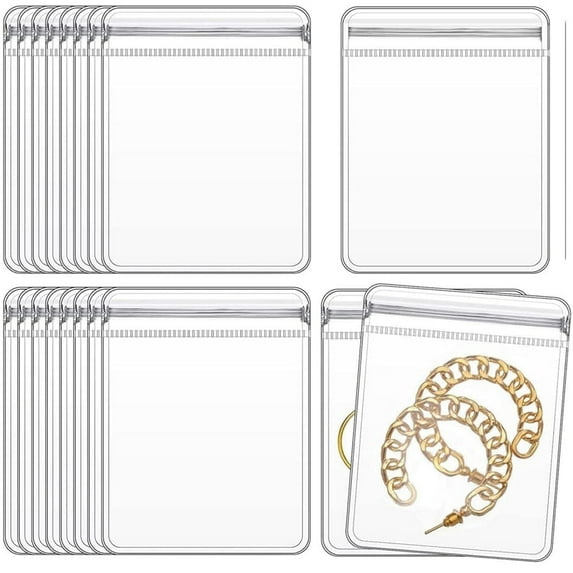 Transparent Dust Proof Pouches,QZS Anti Oxidation Plastic Zipper Bags,Self Seal Packing Organizer,Clear Zip Lock Jewelry Bag,Resealable & Portable Storage Bags,for Home Travel 100 Pcs