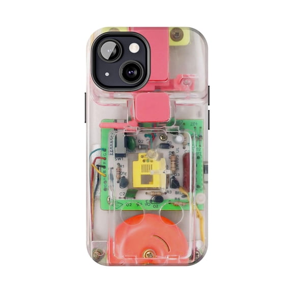 Transparent Effect 90S Telephone Clear Retro Tech Tough Phone Case, Dual-Layer Protective Cover for iPhone