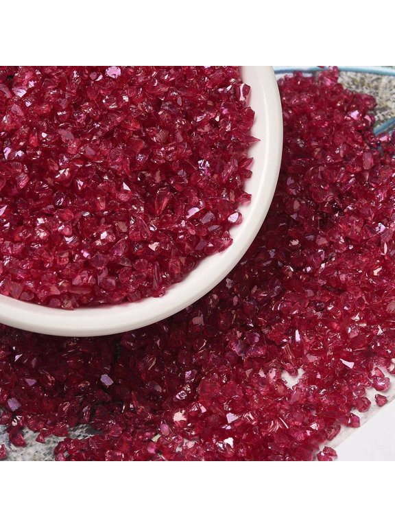 Transparent Electroplate Crushed Glass Craft AB Color Plated Irregular Glass Chips for Nail Arts DIY Vase Filler Dark Red 1.5~2x1.5~2mm