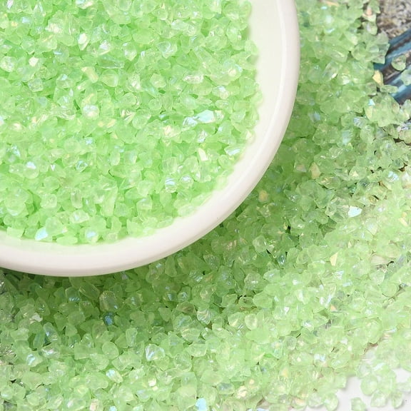 Transparent Electroplate Crushed Glass Craft AB Color Plated Irregular Glass Chips for Nail Arts DIY Vase Filler Light Green 1.5~2x1.5~2mm