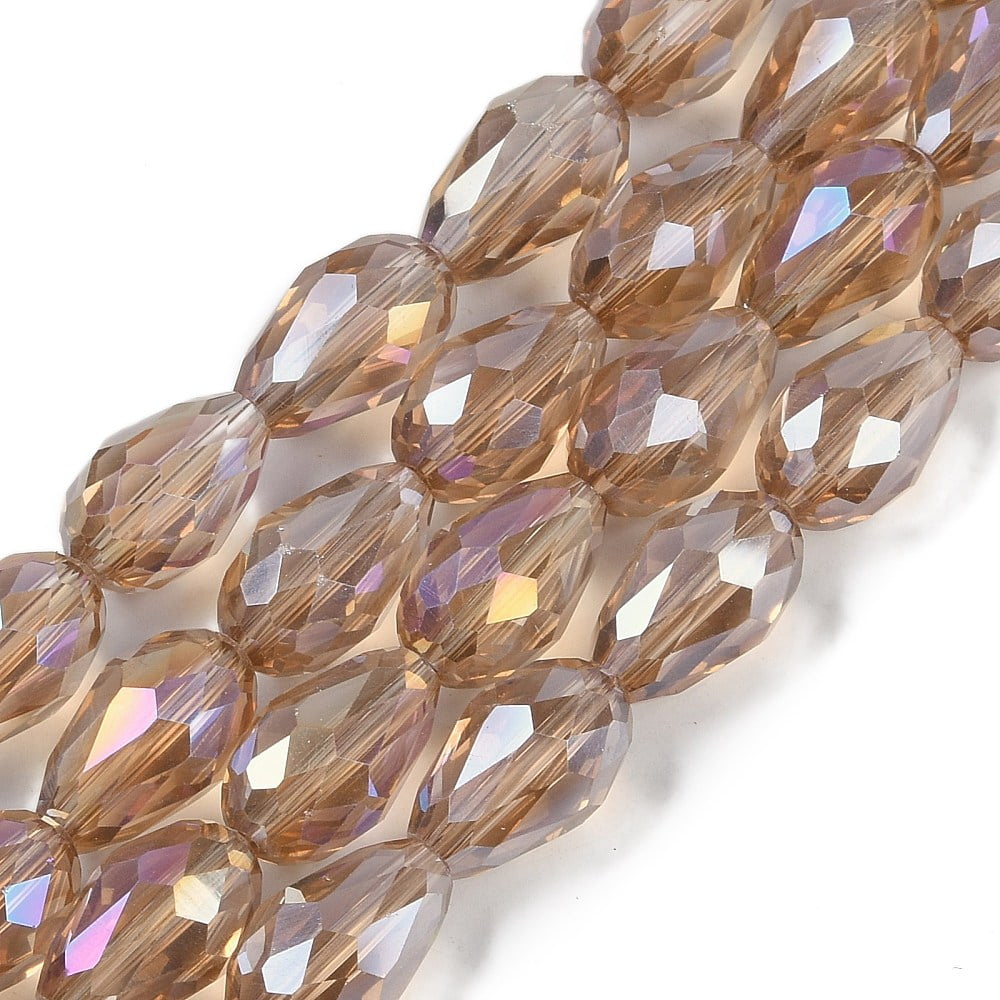 Transparent Electroplate Glass Beads Strands AB Color Plated Faceted Teardrop Camel 11.5x8mm Hole: 1.2mm about 55~57pcs/strand 25.59''(65cm)