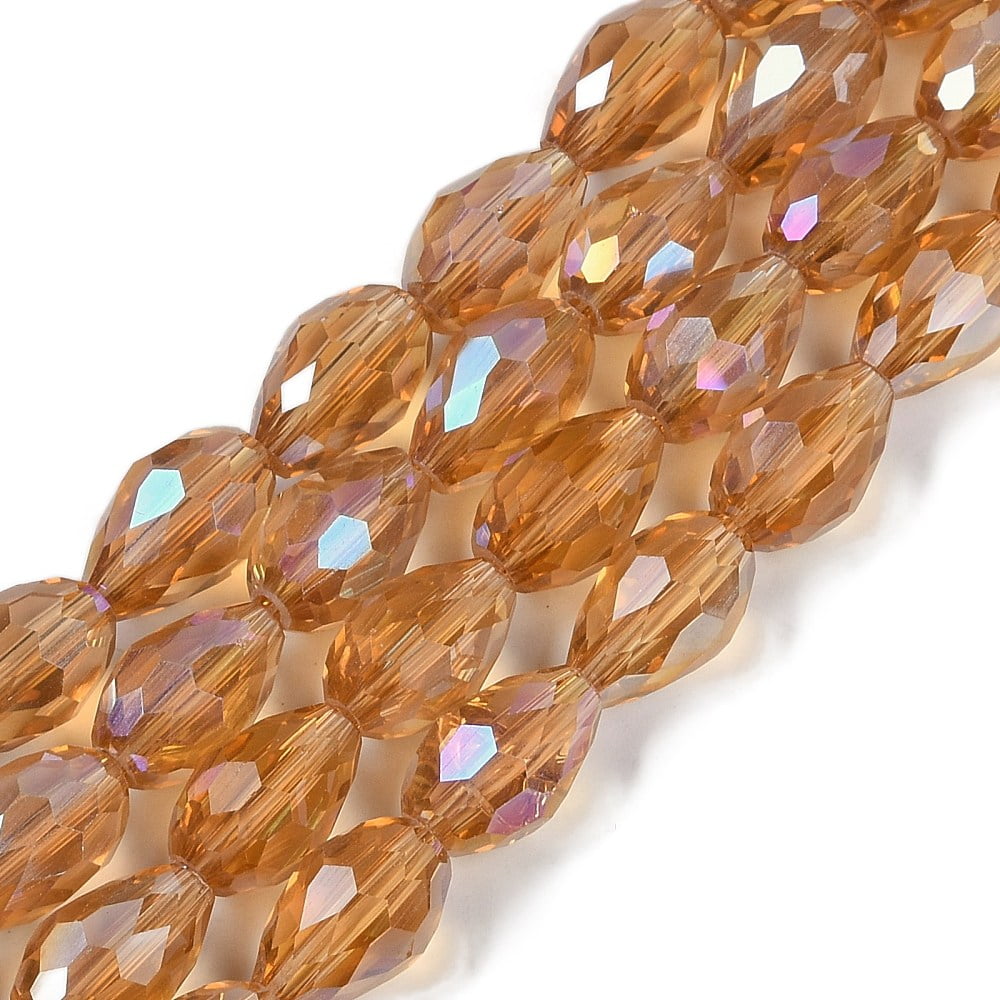 Transparent Electroplate Glass Beads Strands AB Color Plated Faceted Teardrop Peru 11.5x8mm Hole: 1.2mm about 55~57pcs/strand 25.59''(65cm)