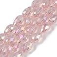 thumbnail image 1 of Transparent Electroplate Glass Beads Strands AB Color Plated Faceted Teardrop Pink 8x6mm Hole: 1.2mm 65~67pcs/strand 20.08''(51cm), 1 of 4